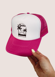 Beach Club Trucker Hat- Hot Pink