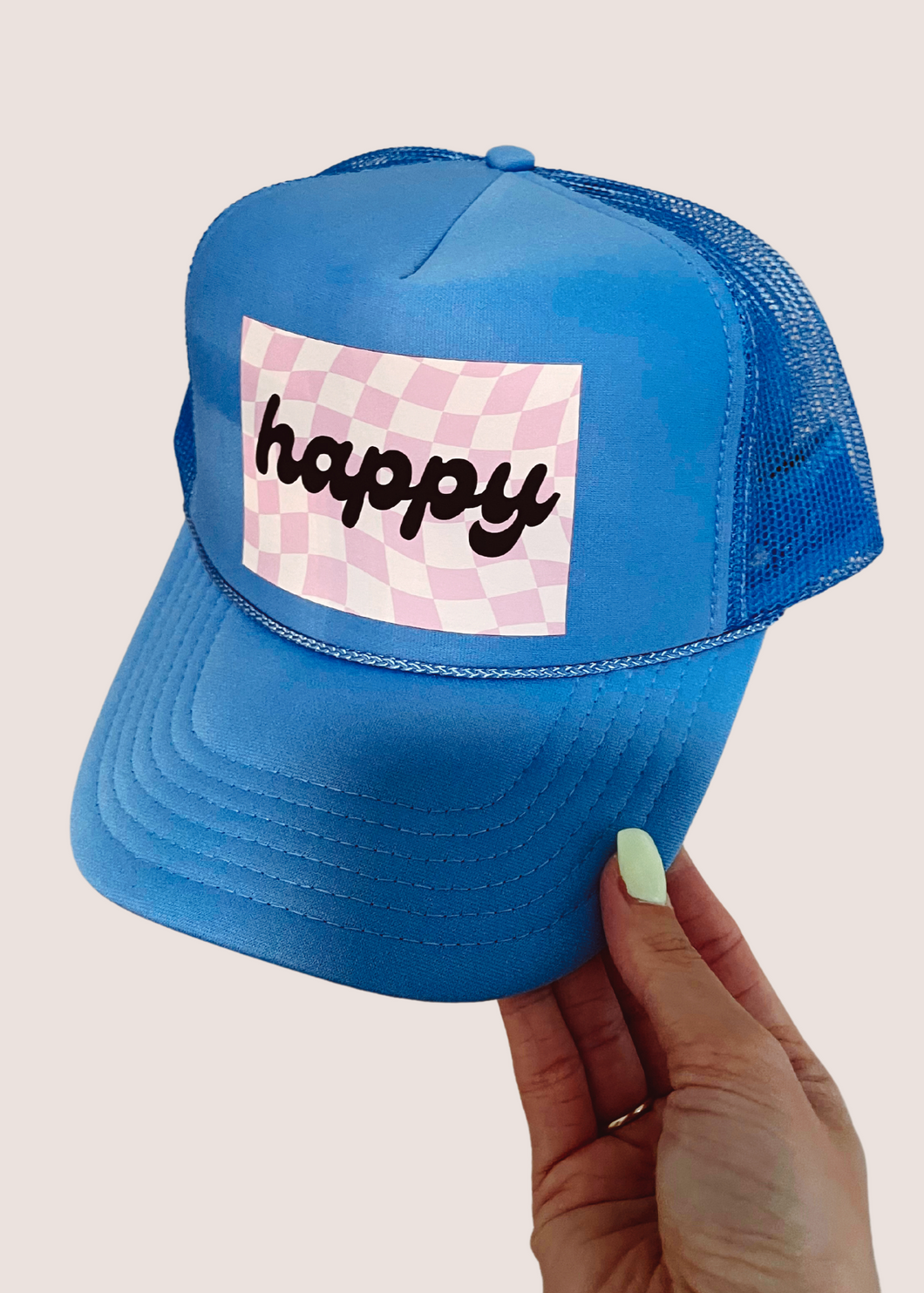 Happy Trucker Hat- Blue