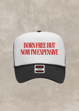 Load image into Gallery viewer, Born Free Trucker Hat- Black/White
