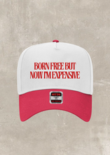 Load image into Gallery viewer, Born Free Trucker Hat- White/Red
