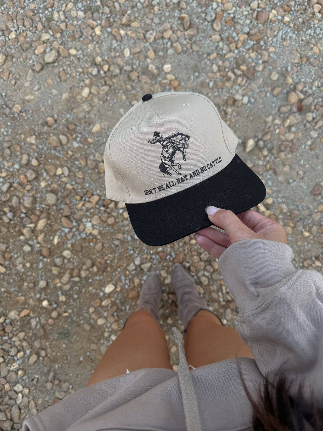 Don’t Be All Hat and No Cattle Trucker Hat- Black/Khaki