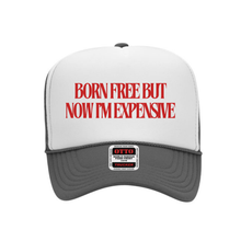 Load image into Gallery viewer, Born Free Trucker Hat- Charcoal/White
