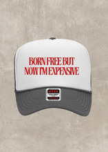 Load image into Gallery viewer, Born Free Trucker Hat- Charcoal/White
