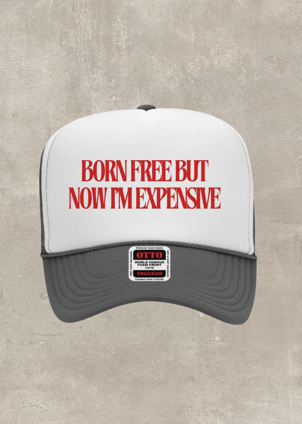 Born Free Trucker Hat- Charcoal/White