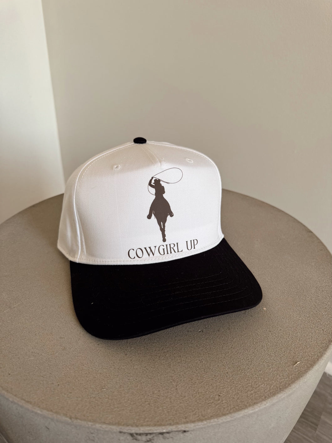 Cowgirl Up Trucker Hat- Black/White