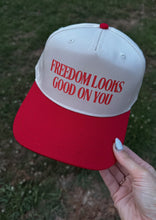 Load image into Gallery viewer, Freedom Looks Good Trucker Hat
