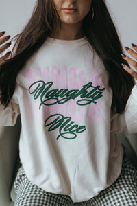 Kinda Naughty Kinda Nice Sweatshirt- Cream