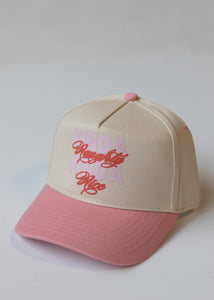 Kinda Naughty Kinda Nice Trucker Hat- Pink and Natural