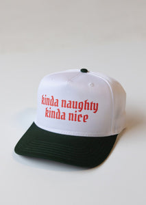 Kinda Naughty Kinda Nice Trucker Hat- Green and White