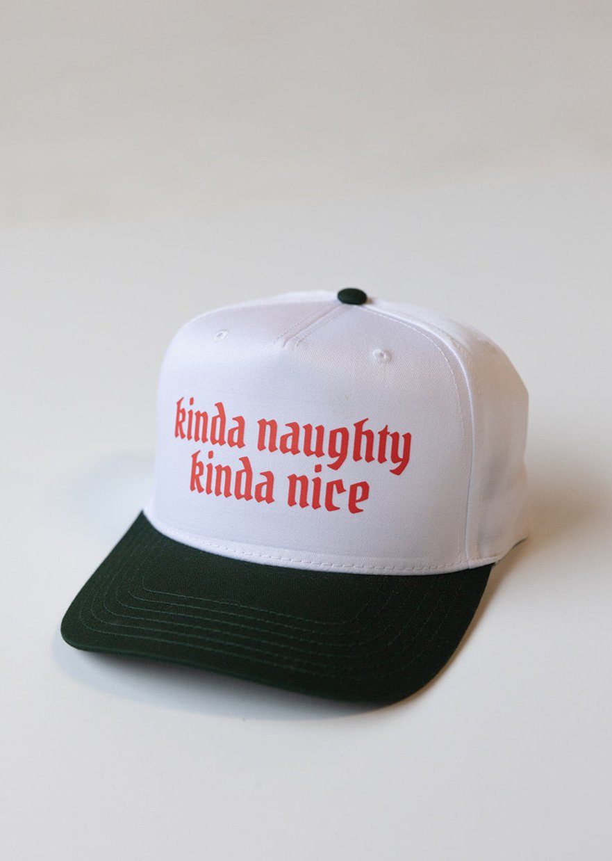 Kinda Naughty Kinda Nice Trucker Hat- Green and White