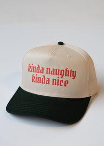 Kinda Naughty Kinda Nice Trucker Hat- Green and Natural