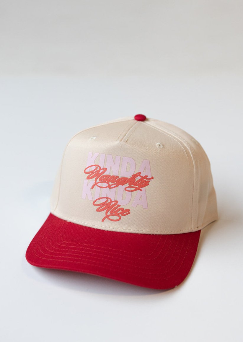 Kinda Naughty Kinda Nice Trucker Hat- Red and Natural