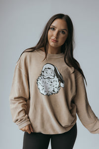 Santa Corded Sweatshirt- Latte