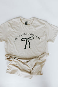 God Bless Football Tee- Tan