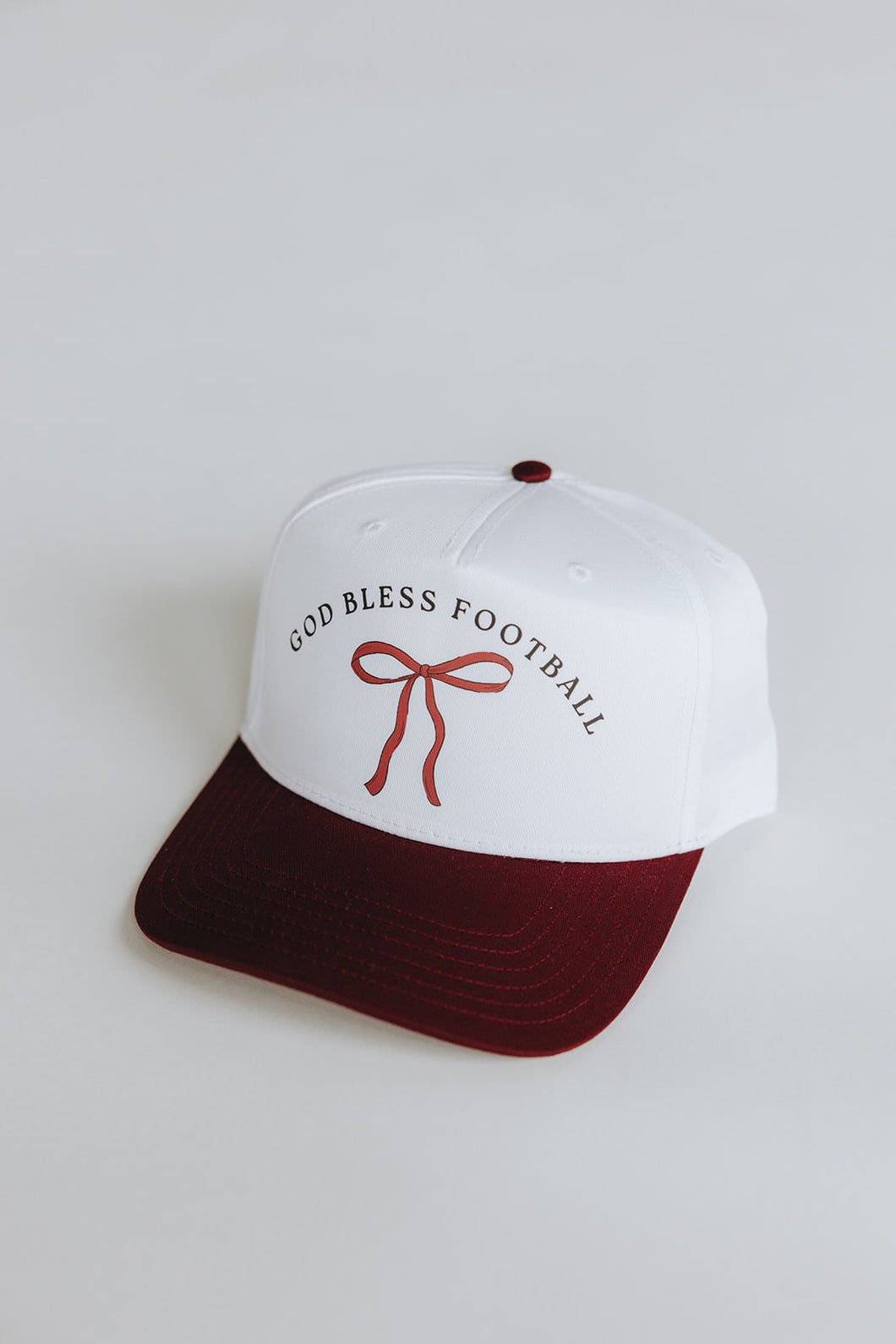 God Bless Football Hat- Maroon and White