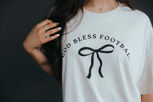 God Bless Football Tee- Tan