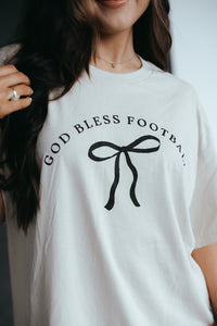 God Bless Football Tee- Tan