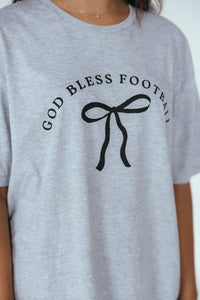 God Bless Football Tee- Gray