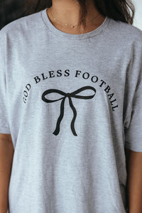 God Bless Football Tee- Gray