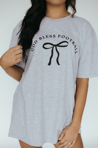 God Bless Football Tee- Gray