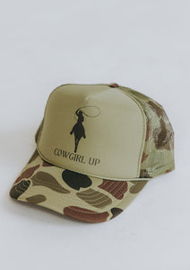 Cowgirl Up Camo Trucker Hat