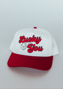 Lucky You Trucker Hat- Red