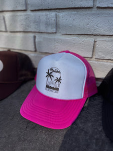 Beach Club Trucker Hat- Hot Pink